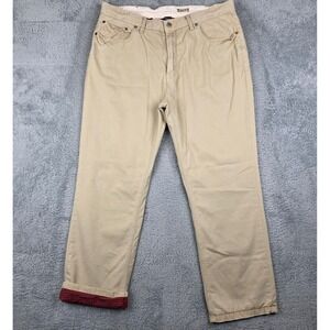 Polo Ralph Lauren Flannel Lined Pants Mens 38x30 Khaki Plaid Classic 867 Cotton